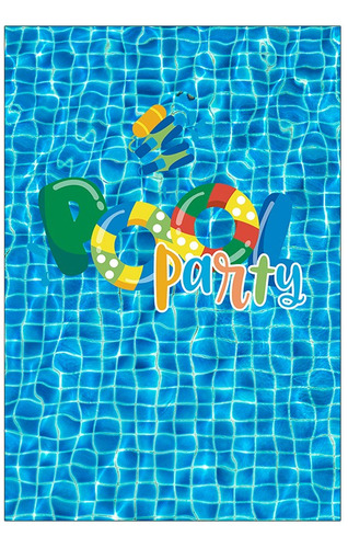 Painel Festa Vertical 1,5x2,2 Pool Party Piscina Azul 13 Cor Colorido