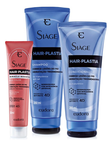 Kit Eudora Hair-plastia Shampoo + Condicionador + Booster