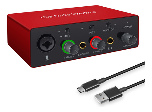 Interfaz De Audio Usb Con Preamplificador Xlr De Micrfono, I