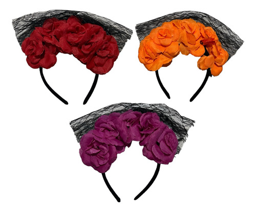 5 Diadema Flores Dia De Muertos Halloween Catrina Disfraz