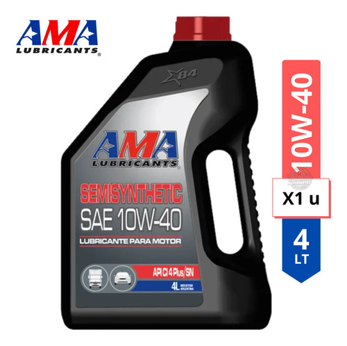 Imagen 1 de 5 de Aceite Lubricante Motor Ama Semi Sintetico 10w40 4l