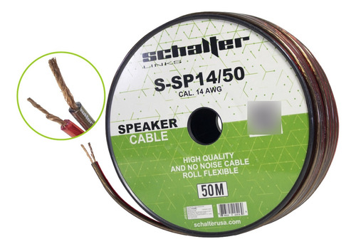 Cable Speaker Bocina Polarizado Calibre 14 50 Mts