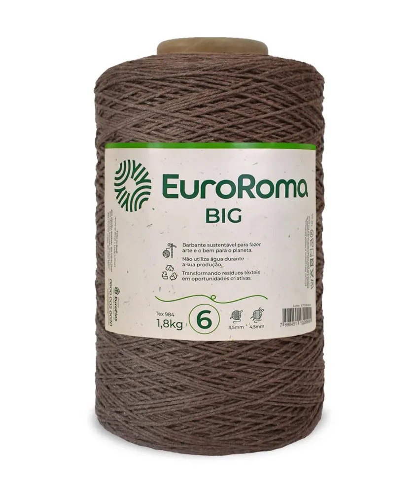 Barbante Cone Grande 6 fios 1,8 kg Tear Crochê Tapetes 1100 Marrom