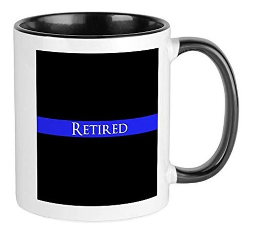 Cafepress Diseño De Retired De Policía Delgada Línea Azul Ta