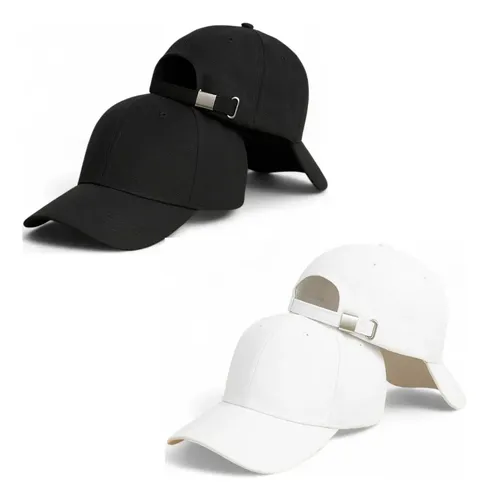 Kit 2 Boné Básico Liso Aba Curva Ajustável Unissex Baseball Preto-branco Un