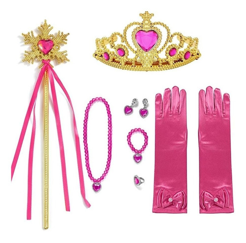 Set Accesorios Princesa Reina, Guante, Corona Varios Colores