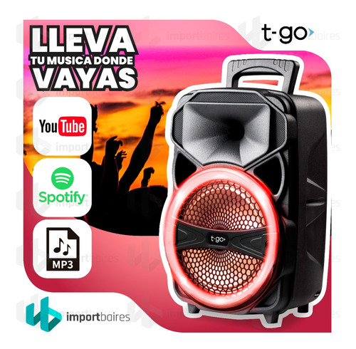 Parlante T-go Palermo Portatil Bluetooth 8 Radio Fm 3000wts