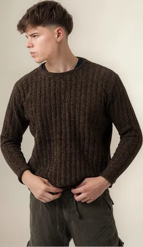 Sweater De Hombre Tejido Grueso Strech Liso Con Canelon Liso