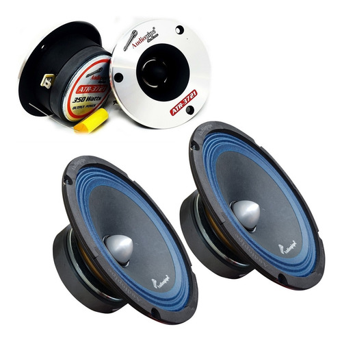 Kit Rack 2 Medio 8 2 Super Tweeter Bala Audiopipe 1300 Watts