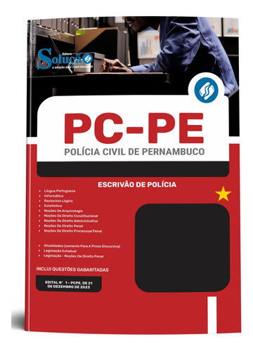 Apostila Completa Escrivão De Polícia - Pc Pe 2024 Polícia Civil Pernambuco Atualizada - Editora Solução