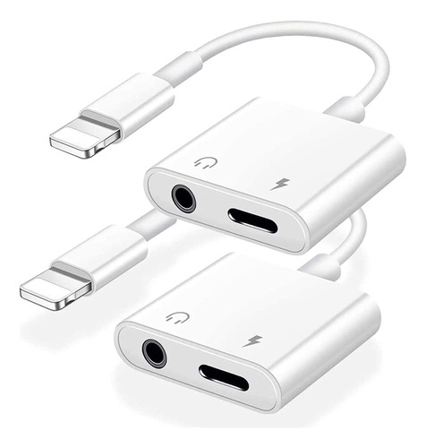 Paquete De 2 Adaptadores De Auriculares Para iPhone 2 En 1 L