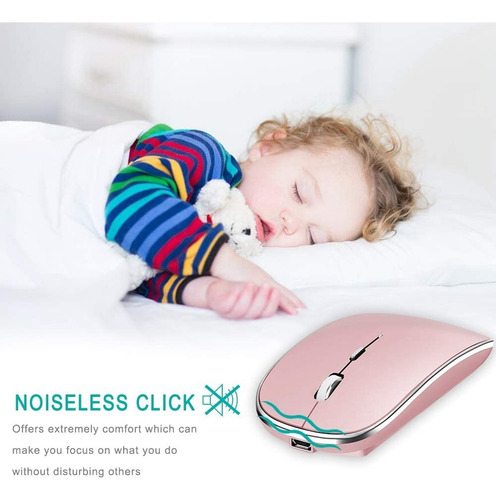 Mouse Inalámbrico, Ratón Inalámbrico Recargable Usb Y Tipo-c