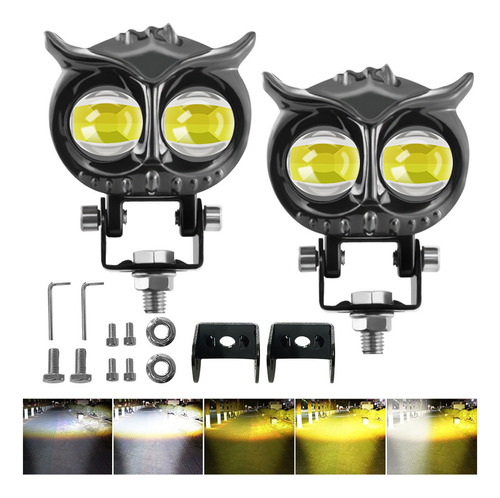 Par Faros De Lupa Led Luz Cinco Color Para Moto Auto 80w