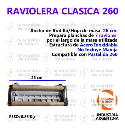 Accesorio Raviolero Pastalinda Maquina 7 Ravioles 260 Mm