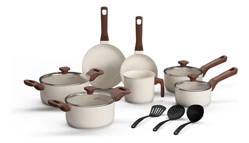 Jogo De Panelas Com 10 Peças Mimo Style Pratic Cook​ Mármol Cor Branco Marmol / Vanilla