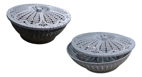 Cestas Organizador Canasta Tipo Rattan C Tapa 2 Pz Multiusos