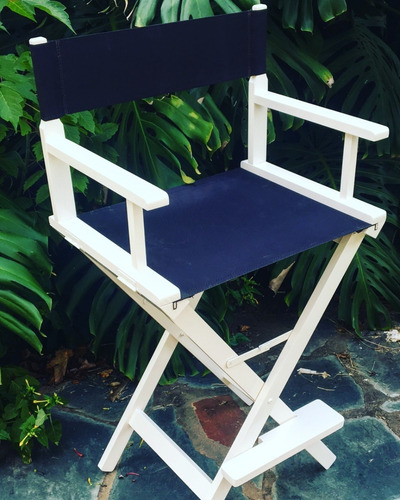 Silla De Director Maquillaje Madera Cine Profesional Makeup Negro Fijo Cuadrada