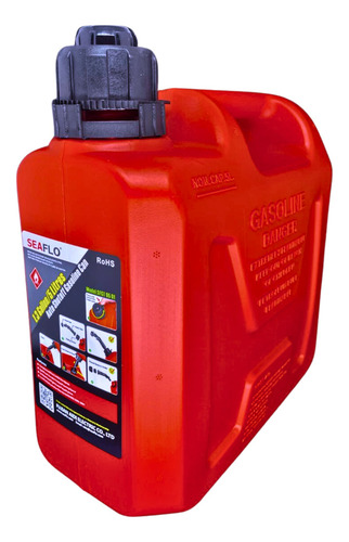 Tanque Gasolina Seaflo 1.3 Galões/5 Litros Vermelho Com Bico