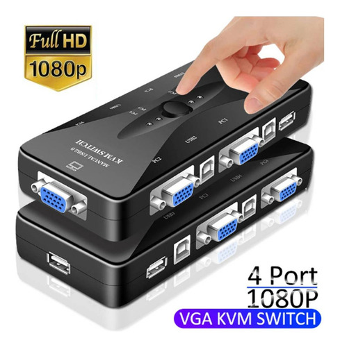 Switch Kvm 4 Entradas Vga + 4 Usb Monitor Impresora Teclado