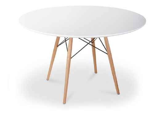 Mesa Eames Blanca Patas De Madera Y Metal 120