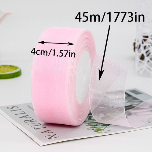 3 Rolos De Fitas De Organza Com 4 Cm De Largura E