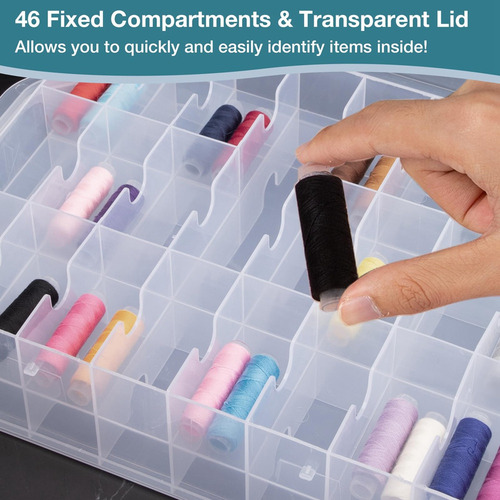 Organizador De Costura Dupla Face Com 46 Grades, Bobina