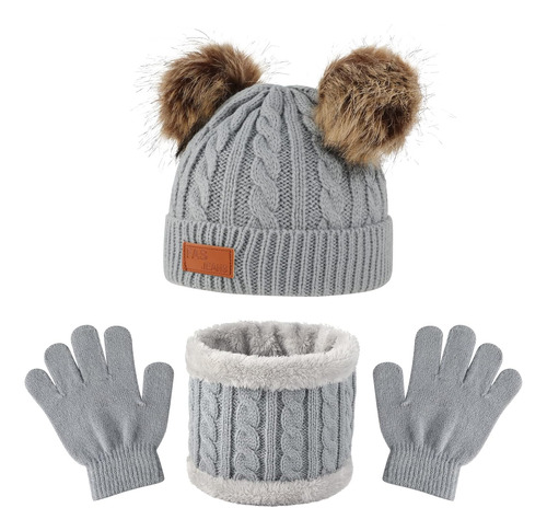 Conjunto De Guantes De Invierno Para Niños, Gorro Y Bufanda,