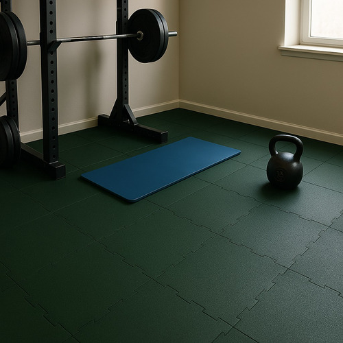 Piso De Caucho Reciclado Antiderrapante 6m2 Uso Rudo (24 Pz) Verde Oscuro