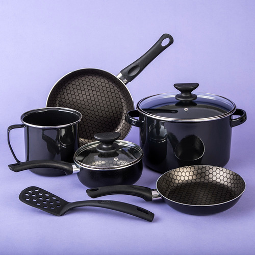 Imagen 3 de 10 de Batería De Cocina Cinsa Aluminio Con Antiadherente 8 Piezas