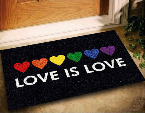 Tapete Capacho Love Is Love 60x40 Lgbtqia+ Casa Entrada Lar Comprimento 60 cm Cor Preto Largura 40 cm