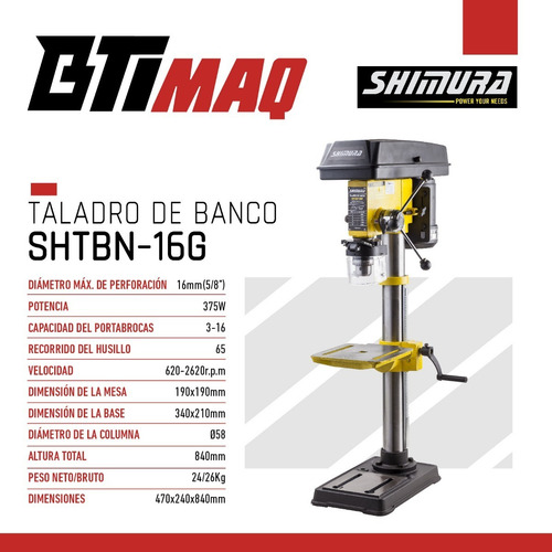 Taladro Banco Agujereadora De Banco 16mm 5/8 Pulgadas 375w