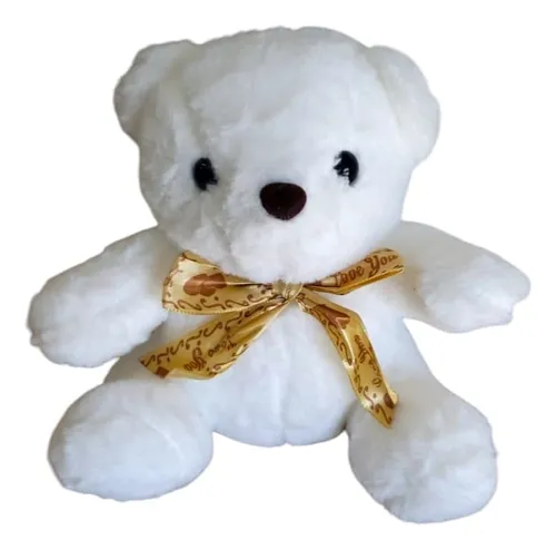 Peluche De Oso Blanco O Café Claro Con Cinta 16cm