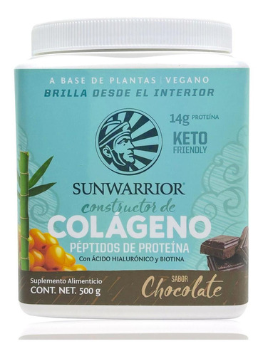 Colágeno Vegano 500 Grs Chocolate Sunwarrior Keto