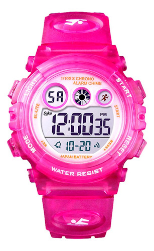 Reloj Infantil Niño Niña Led 50m Contra Agua Calidad Nado Sk Correa Fucsia