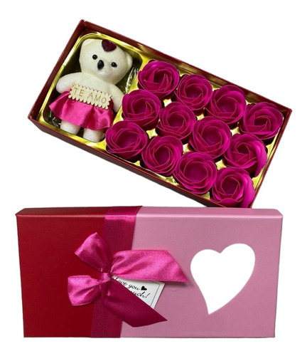 Set Arreglo Regalo Caja Flores Artificiales Flores De Jabon