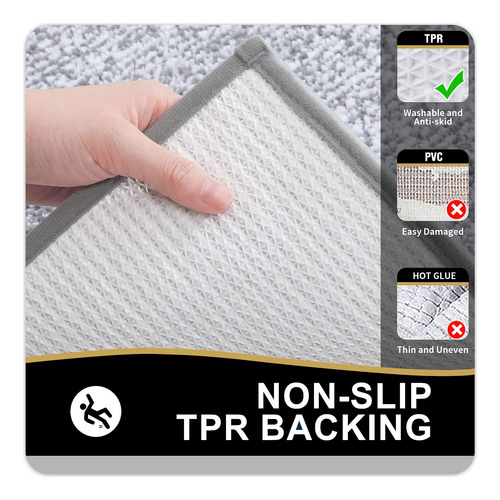 Tapete Para Baño Forma U Afelpada De Microfibra Color Gris Gris Rayas