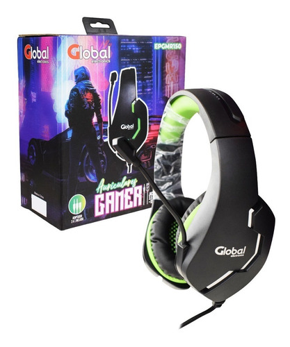 Auricular Gamer Con Microfono Y Luces Stereo Negro/verde