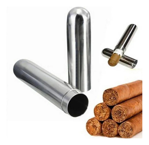 Estuche Metálico Portátil De Un Solo Tubo Para Cigarros