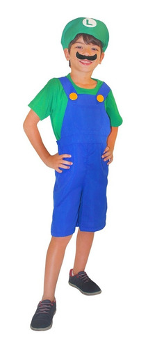 Roupa Temática Fantasia Do Luigi Infantil Super Mario Bros