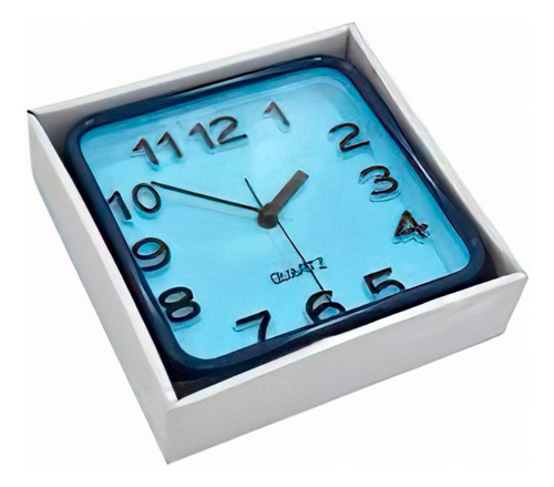 1 Pz Reloj Despertador Chico De Buró 9.5 Cm Azul De Pilas