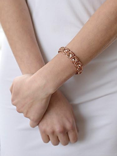 Brazalete Elástico De Cristal De Oro Rosa Mariell, Brazalete