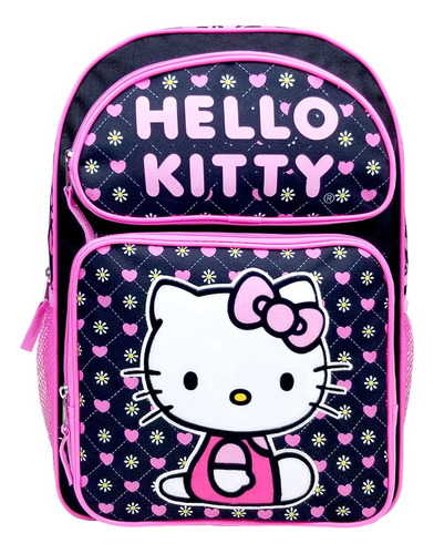 Hello Kitty - Mochila Grande Rosa De 16 Pulgadas, Negro, L,.