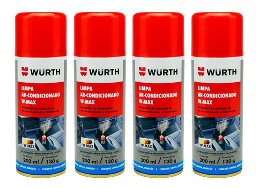 Kit 4 Higienizador Limpa Ar Condicionado Wurth W-max Lavanda
