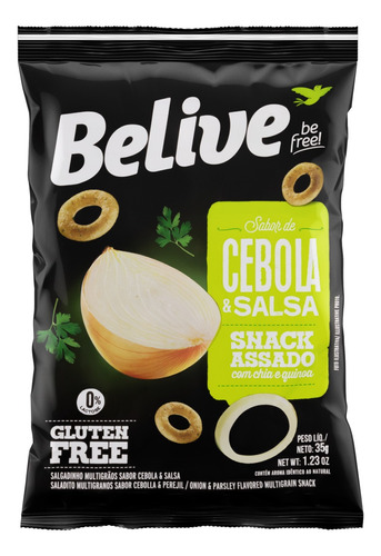 Snack Cebola & Salsa sem Glúten Zero Lactose Belive Be Free! Pacote 35g