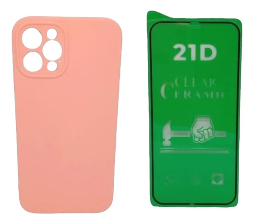 Silicone Case Para iPhone 12 Pro Y Vidrio Ceramico