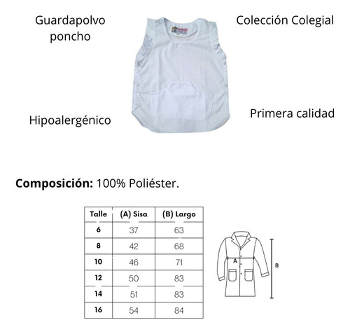Poncho Colegial Delantal Nena Con Broderie Sarmiento 966 T.8