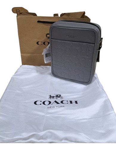 Bandolera Coach Para Hombre Original Gris - Iukd