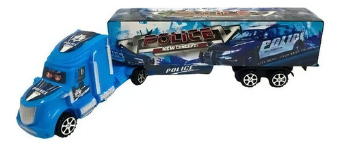 Camión Con Acoplado De Policía Super Truck 53 Cms Largo Color Azul