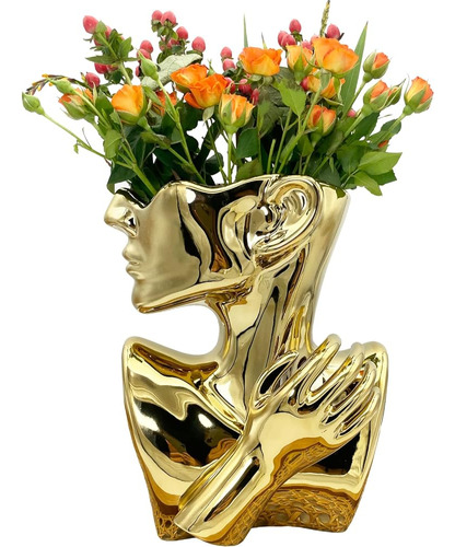 Funsoba Ceramics Statue Flower Vase Face Pots Bust Head Shap