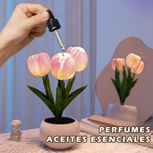 Lámpara Escritorio Diseño De Tulipanes Artificial Con Maceta